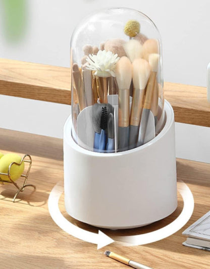 Makeup Brush Holder Organizer with Lid, Rotating Dustproof Make Up Brushes Container